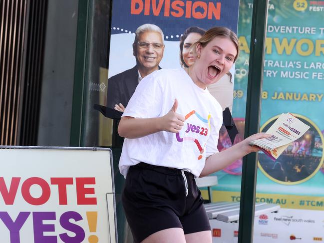 A YES23 supporter gets into the spirit of things at Brisbane State High School. Picture: Liam Kidston