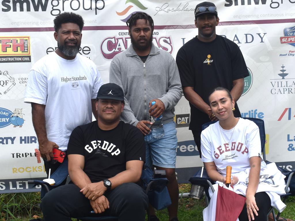 Mackay's Will Osborne, Blayton Vea Vea, Josh Tiko, Josiah Tiko and Madi Tonga at the CQ Capras versus Mackay Cutters under-17 and under-19 pre-season trials at Rugby Park, Rockhampton, on February 1, 2025.