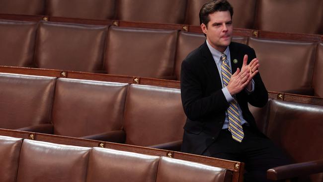 Matt Gaetz arrives at the House Chamber during the third day of elections for Speaker of the House. Picture: Getty Images via AFP.