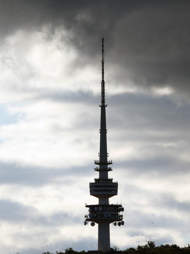 Telstra has thousands of telecommunication towers across the country, including Canberra's iconic tower rising 195.2 meters above the summit of Black Mountain. Picture: NCA NewsWire / Gary Ramage