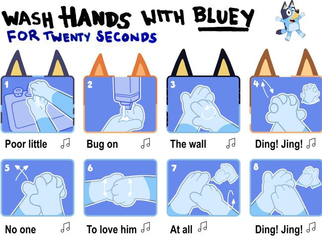 The Bluey poster encourages kids to wash their hands