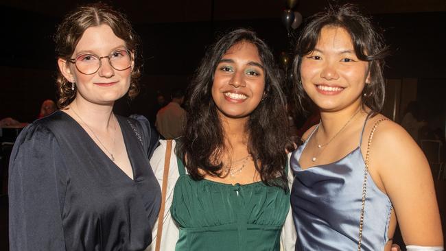 Alyssa Muller, Nethara Muthuthantrige and Penny Zhang from Mackay North State High School at the 2022 30th year Mocktail event. Picture: Michaela Harlow