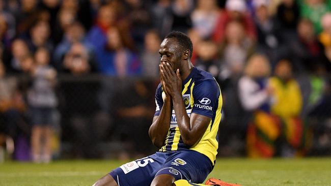 Usain Bolt has called it quits on his A-League dream with Mariners. Picture: AAP