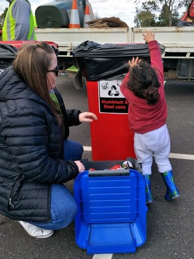 Hume residents divert their recyclables from landfill during the city's first fortnightly pop-up collection day at Craigieburn. Picture: Supplied