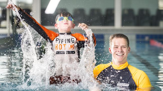 Ben Robertson and Noah, 7. Picture: Eugene Hyland