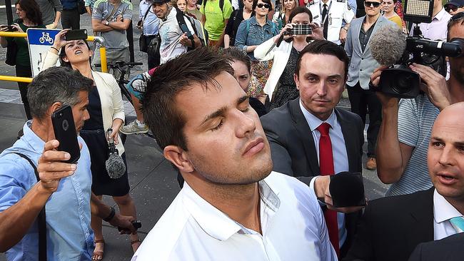 Gable Tostee outside the Supreme Court in Brisbane after his acquittal. Picture: Dave Hunt/AAP