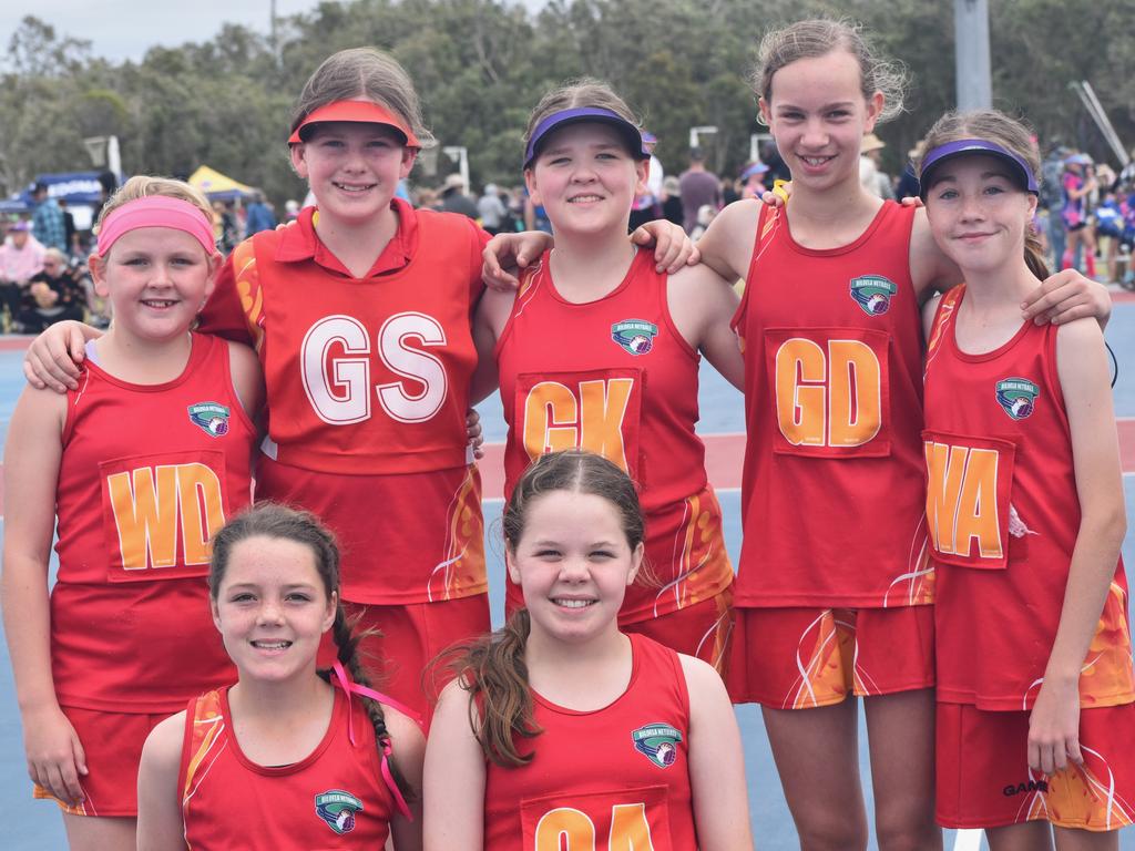 On court at the Cap Coast Junior Netball Carnival at the Barmaryee Multi Sports Precinct, Yeppoon, on August 11, 2024. Photo: Pam McKay
