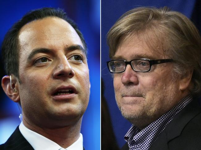 New appointees: Reince Priebus (l) and Stephen K Bannon.. Picture: AFP/STF