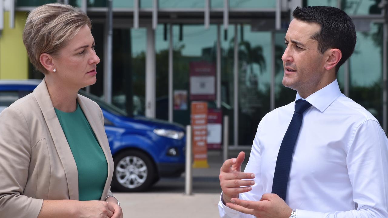 Whitsunday MP Amanda Camm (left) and Opposition Leader David Crisafulli at Mackay Base Hospital in November 2021. Mr Crisafulli has blasted Queensland Health following the release of performance figures at Mackay Base for the December quarter. Picture: Matthew Forrest