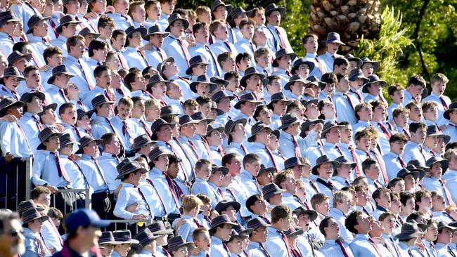 The Southport School supporters. GPS first XV Rugby union game between The Southport School v Nudgee College. Saturday July 16, 2022. Picture, John Gass