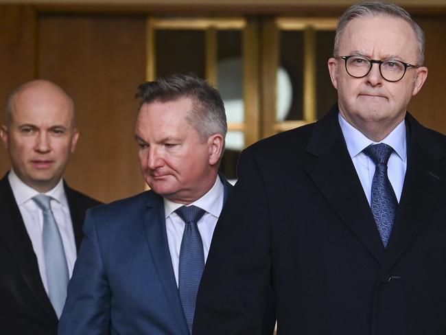 CANBERRA, Australia, NewsWire Photos. June 24, 2024: Prime Minister Anthony Albanese and Energy Minister Chris Bowen announce Former Treasurer of New South Wales Matt KeanÃ¢â¬â¢s appointment to the Climate Authority at press conference at Parliament House in Canberra. Picture: NewsWire / Martin Ollman