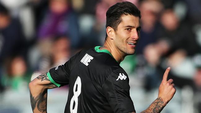 Panagiotis Kone celebrates his first goal for Western United. Picture: Getty Images