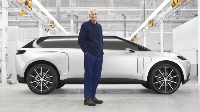 James Dyson with his electric car. Picture: courtesy Dyson