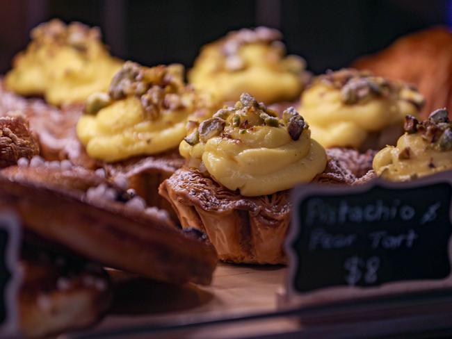 Pistachio and Pear tarts in the busy pop-up at Area 2BE on the site of Six Russell Bakes in Sandy Bay.Picture: Linda Higginson