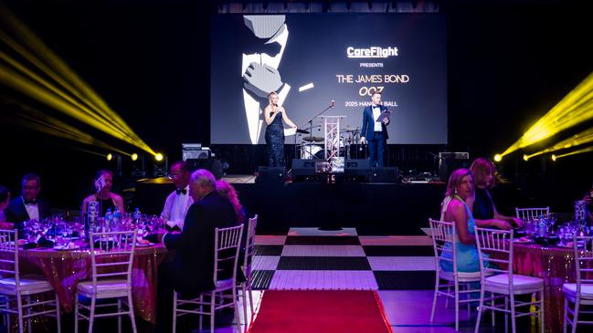 CareFlight's 2025 Hangar Ball raised more than $230,000 to support emergency aeromedical services across the Northern Territory. The event was James Bond-themed and welcomed more than 450 guests. Picture: North Australia Media