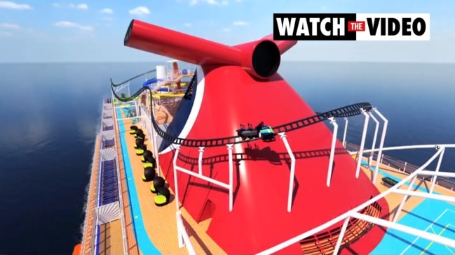 Inside the cruise ship with a massive roller coaster