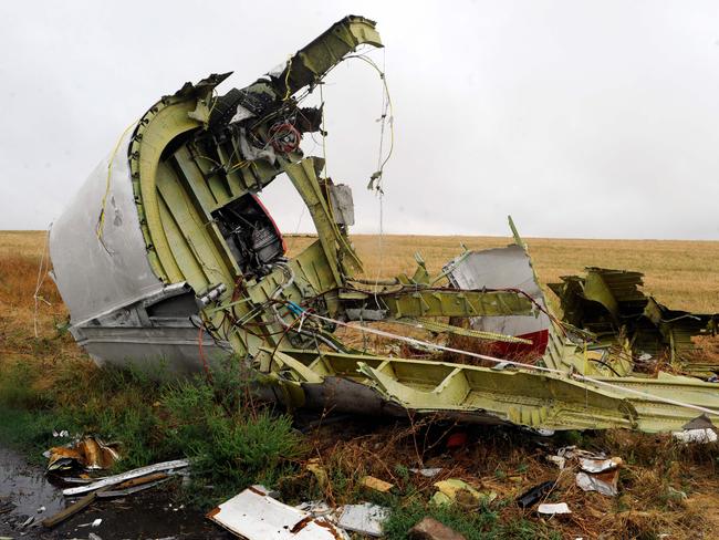 The Malaysia Airlines Flight MH17 at the crash site in the village of Hrabove (Grabovo), some 80km east of Donetsk. Moscow. Picture: AFP/Alexander Khudoteply