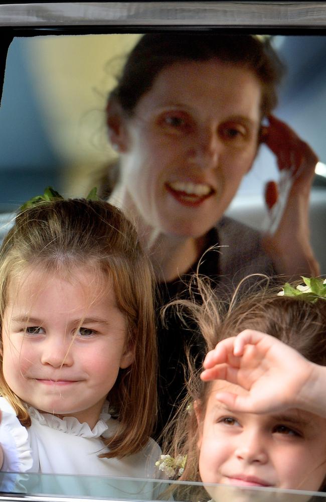 Princess Charlotte with her nanny Maria Borrallo at Princess Eugenie’s wedding. Picture: Pool/Max Mumby/Getty Images