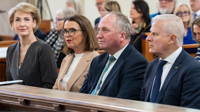 Senators Michaelia Cash and Anne Ruston, and MPs Barnaby Joyce and Michael McCormack. Picture: Simon Dallinger/NewsWire