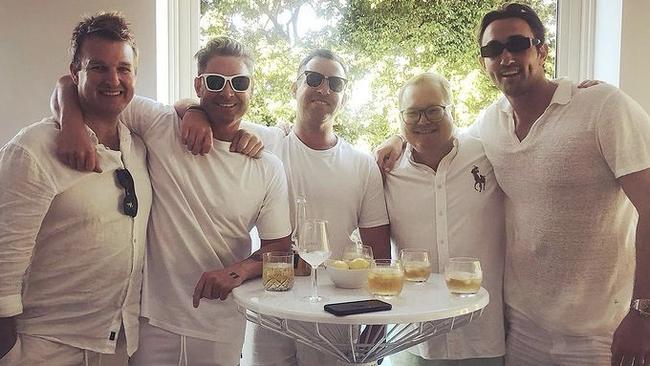 Michael Clarke (second from left) hosting his 40th birthday bash at his bachelor pad over the weekend. Picture: Instagram