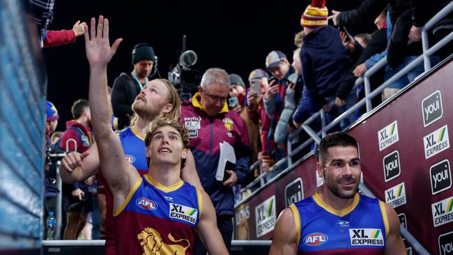 Brisbane has plenty to smile about on top of the ladder. Picture: Getty Images