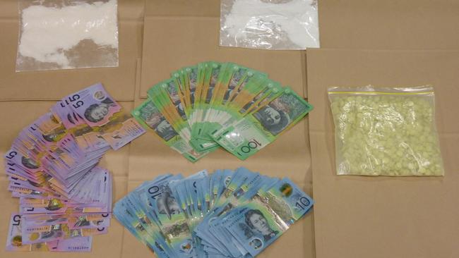 Some of the cash and drugs seized by SA Police. Picture: SA Police.