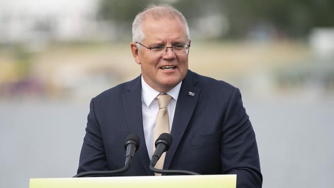 CANBERRA, AUSTRALIA - NewsWire Photos JANUARY 25, 2021: Australian Prime Minister Scott Morrison at The National Australia Day Flag Raising and Citizenship Ceremony, Canberra. Picture: NCA NewsWire / Martin Ollman