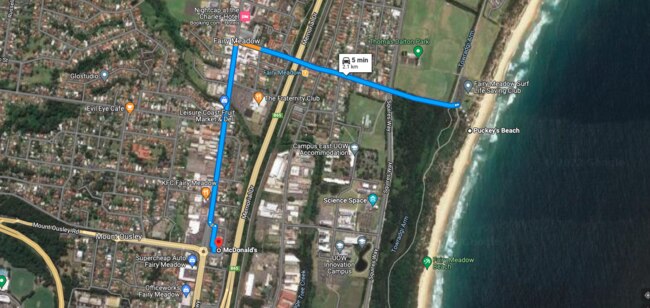 Christopher James Bligh allegedly chased the victim in his 4WD for more than 2km. Picture: Google Maps