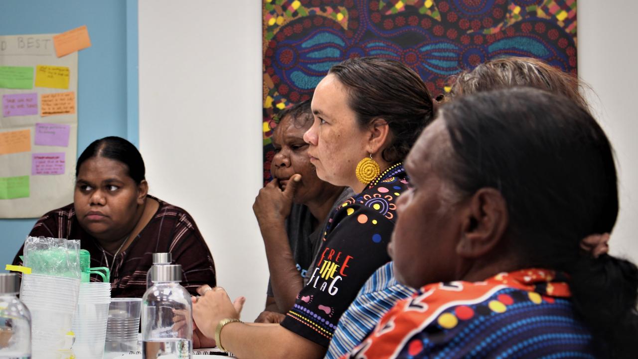 Kalkaringi Child and Family Centre manager, Quitaysha Thompson, with other members of the Local Advisory Board. Picture: Jason Walls