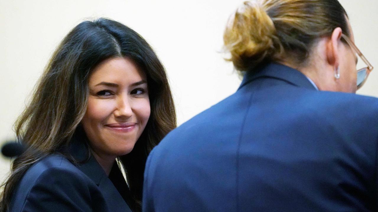 Solicitor Camille Vasquez and Johnny Depp in the courtroom. (Photo by Steve Helber / POOL / AFP)