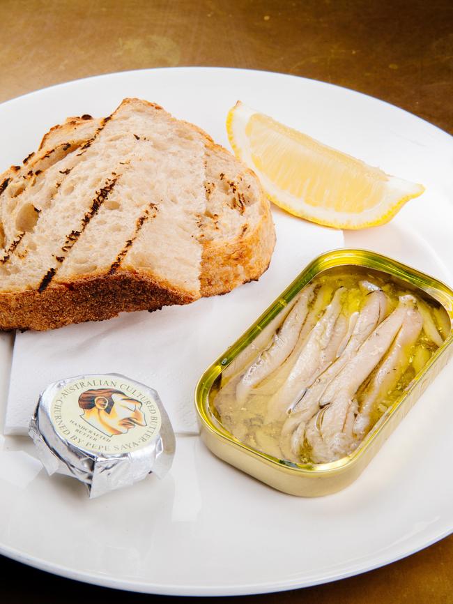 The White anchovies on toast at the Mistelle restaurant in Double Bay. Picture: Jonathan Ng