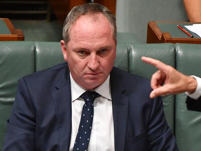 Deputy Prime Minister Barnaby Joyce during Question Time in the House of Representatives at Parliament House in Canberra, Wednesday, February 14, 2018. (AAP Image/Mick Tsikas) NO ARCHIVING