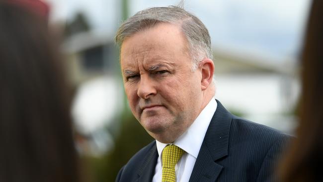 Federal Opposition Leader Anthony Albanese at a press conference in Brisbane today. Picture: Dan Peled/AAP