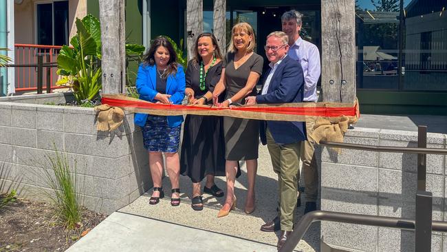 Tamara Smith MP Member for Ballina, left, Byron Shire Mayor Sarah Ndiaye, Hon Justine Elliot MP Member for Richmond, The Hon Ben Franklin, MLC, President of the Legislative Council, Parliament of NSW, and Social Futures CEO Tony Davies.