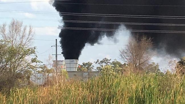 Smoke billows from the mine at North Goonyella from a fire that started in September 2018.