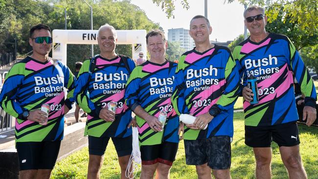 Simon Baker, Allan Sutherland, Mike Donnelly, Wayne Smith and Andrew Swart were at the NTRS Top End Gran Fondo, 2023, Darwin. Picture: Pema Tamang Pakhrin