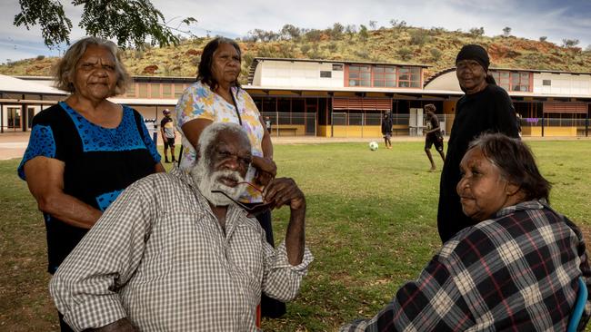 Aboriginal elders, from left, Christine Davis, Brenda Inkamala, Patrick Nandy, Doris O’Brien and Sarah Mangaraka. Picture: Liam Mendes