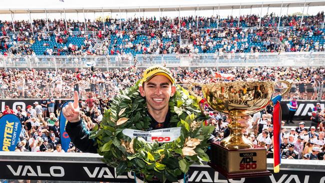 Broc Feeney celebrates his Adelaide 500 win. Photo: Daniel Kalisz/Getty Images