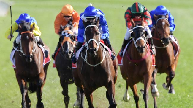 Winx blew her rivals away in the last 100m of the George Main Stakes. Picture: AAP