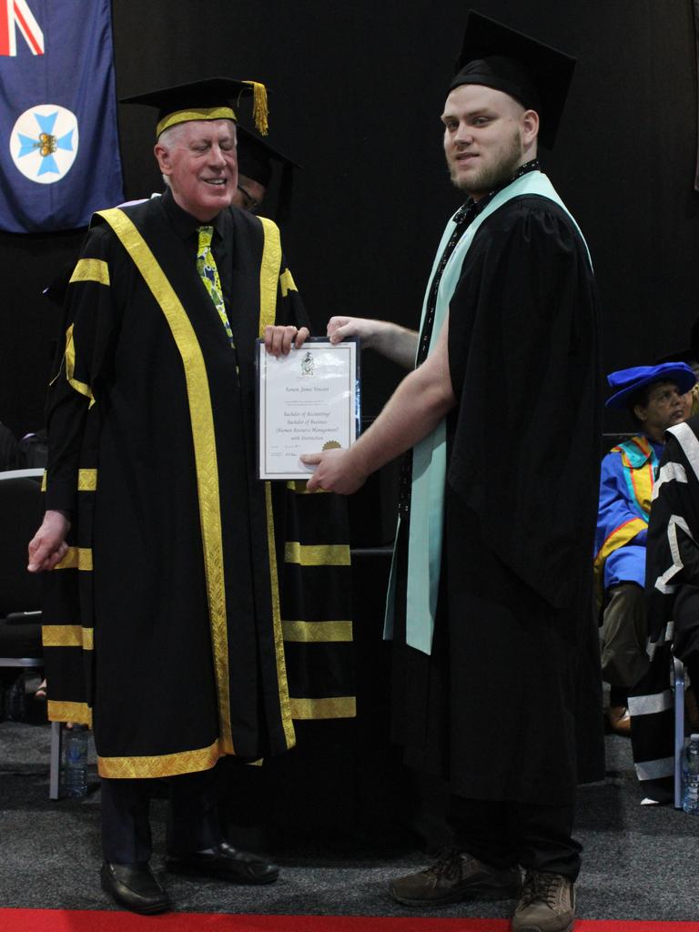 Eamon Vincent graduated with a Bachelor of Accounting / Bachelor of Business (Human Resources Management) at the CQUniversity graduation ceremony in Bundaberg on December 14, 2023.