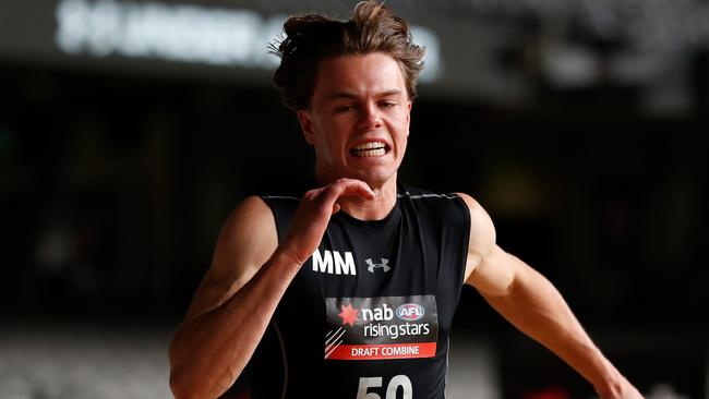 Oscar Brownless at the AFL Draft Combine. Picture: Getty Images