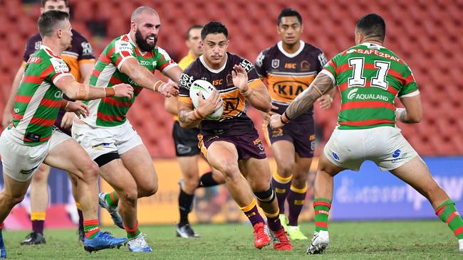 The Broncos-Rabbitohs clash drew a big TV audience. Picture: Darren England/AAP