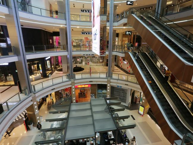 The deserted Westfield shopping centre in Chatswood. Picture: Britta Campion