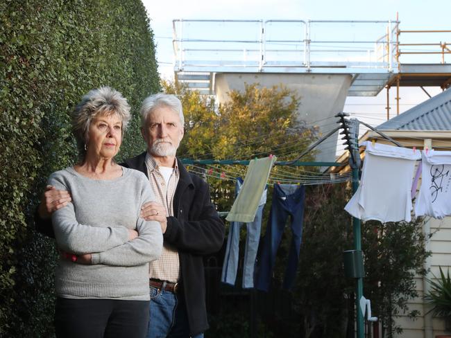 Jayne and Fred Menke are moving due to the sight of towering pylons. Picture: Alex Coppel