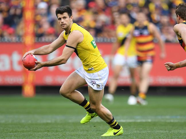 Trent Cotchin of the Tigers during the AFL grand final between the Adelaide Crows and Richmond Tigers at the MCG in Melbourne, Saturday, September 30, 2017. (AAP Image/Julian Smith)