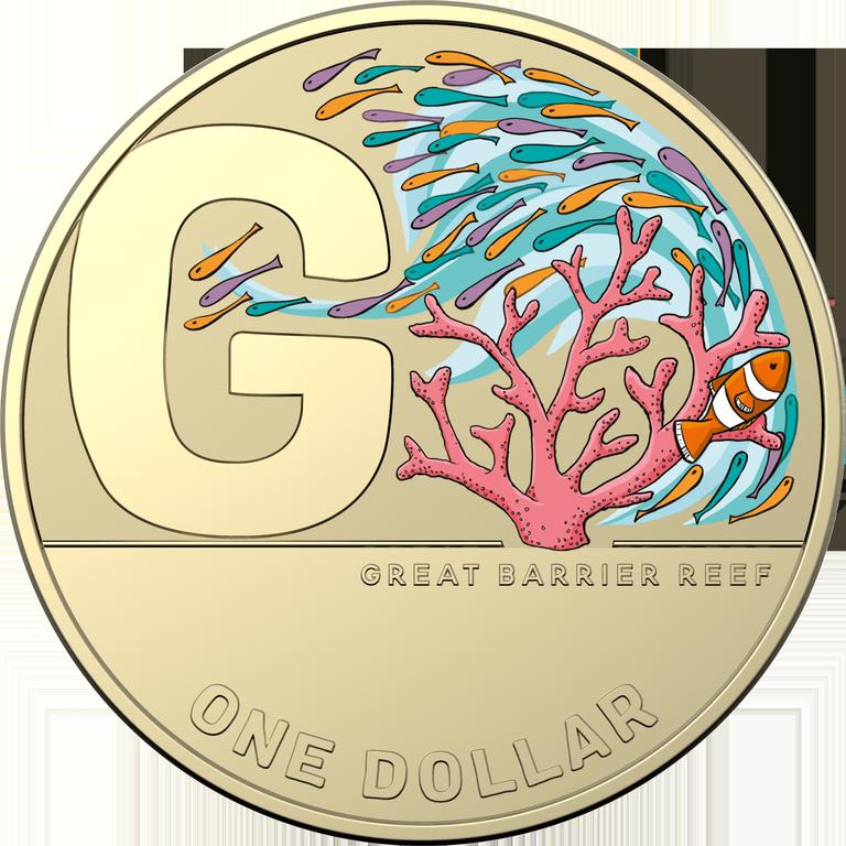 The limited edition full-colour Great Barrier Reef coin, which is hidden inside 17,000 of the rolls containing all 26 of the A-Z collection of Aussie icons. The rolls are available while stocks last at participating post offices and from the Australia Post website. Picture: supplied.