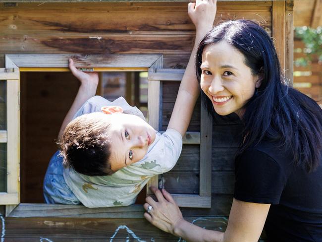 5/02/2025 Porcia Lam pictured with her son Harry (6). Porscia Lam has written a book about the challenges for her and her family of raising young son Harry, who has autism, during Melbourne's Covid lockdowns. Aaron Francis / The Australian