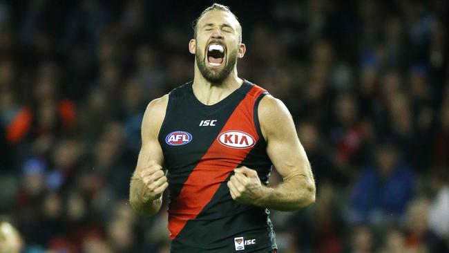 Cale Hooker booted five goals in the first half to put the game beyond Port Adelaide’s reach. Picture: George Salpigtidis