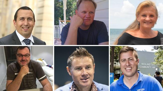 Clockwise from top left: Capalaba MP Don Brown; LNP branch president for Bowman FDC Craig Luxton; Redland mayor Karen Williams; Bowman LNP candidate winner Henry Pike; outgoing LNP MP Andrew Laming and LNP branch secretary Matt McEachan.