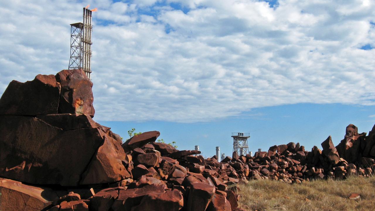 The flare tower at Woodside Energy’s LNG plant on the Burrup Peninsula.